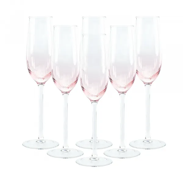 Poháre na šampanské, set 6 ks, 280 ml, ružová, CELESTE TYP 1