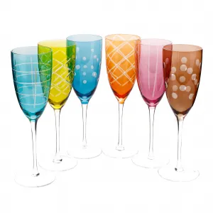 Poháre na šampanské, set 6 ks, 300 ml, mix farieb, GAIRA TYP 3