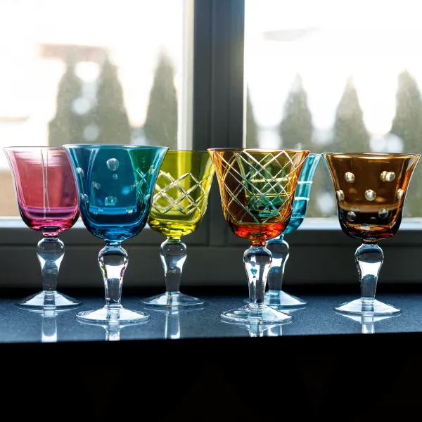 Poháre na víno, set 6 ks, 350 ml, mix farieb, GAIRA TYP 2