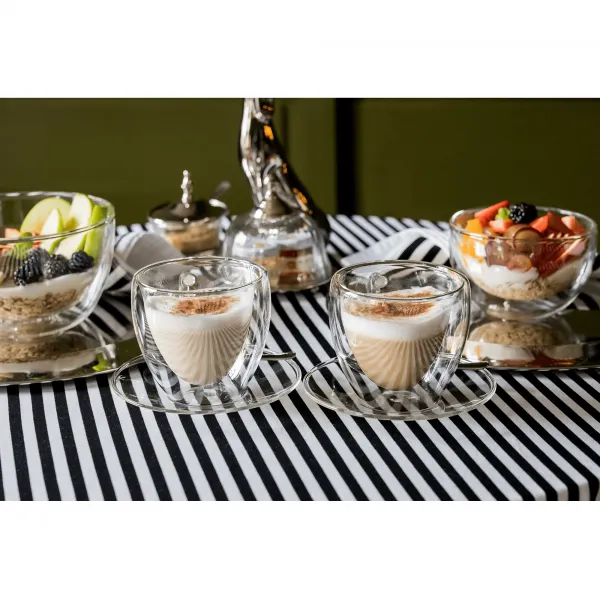 Termo poháre, set 2 ks, šálka Heart s podšálkami, v tvare srdca, 250 ml, HOTCOLDER TYP 29