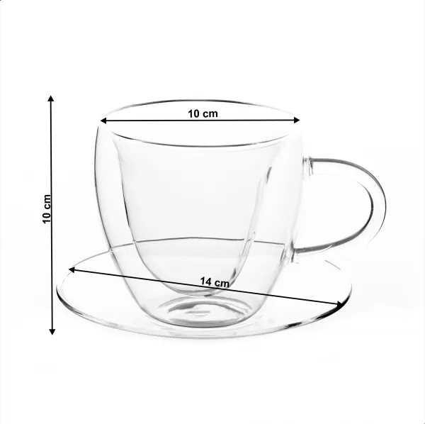 Termo poháre, set 2 ks, šálka Heart s podšálkami, v tvare srdca, 250 ml, HOTCOLDER TYP 29