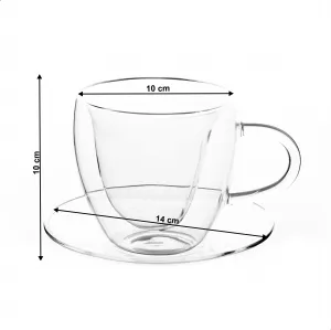 Termo poháre, set 2 ks, šálka Heart s podšálkami, v tvare srdca, 250 ml, HOTCOLDER TYP 29