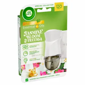 Air Wick Essential Oils Elektrický osviežovač vzduchu strojček a náplň jazmínové kvety, frézia 19 ml