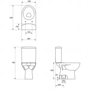 CERSANIT - WC KOMBI PARVA 218 020 3/6 SEDADLO PARVA DUROPLAST - SOFT CLOSE K27-004