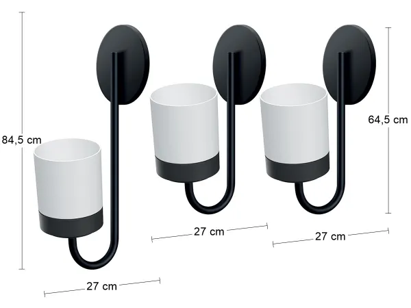 Prosperplast Sada 3 květináčů na zeď BLOOMIEXER bílá/černá