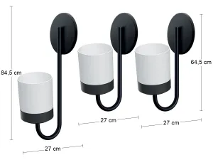 Prosperplast Sada 3 květináčů na zeď BLOOMIEXER bílá/černá