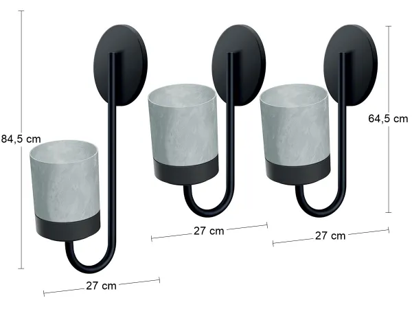 Prosperplast Sada 3 květináčů na zeď BLOOMIEXER šedá/černá