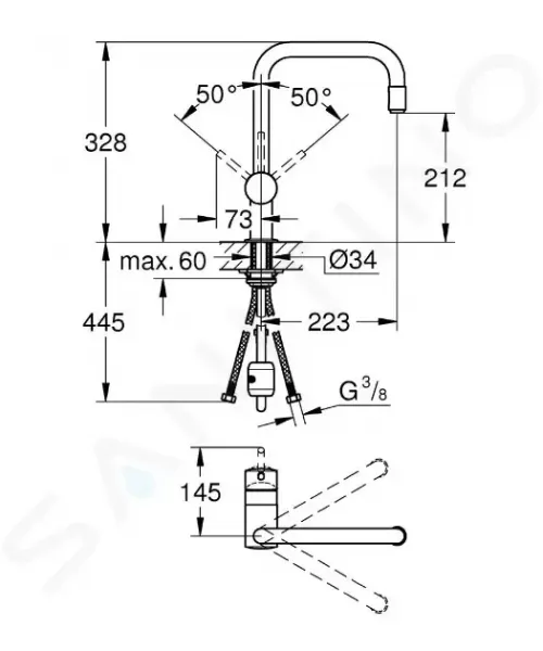 GROHE GROHE - Minta Páková drezová batéria, chróm 32067000