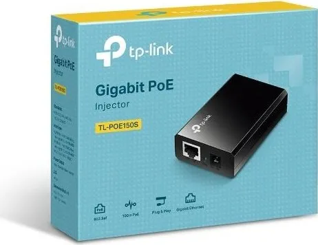 TP-Link TL-PoE150S PoE injektor (2xGbE, 802.3af, 15,4W)