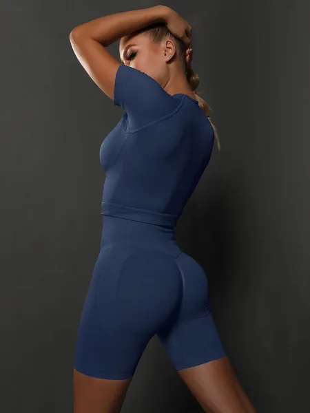 Legínovo Fitness set shorts Elys tmavo modrý Veľkosť: S