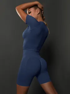 Legínovo Fitness set shorts Elys tmavo modrý Veľkosť: S