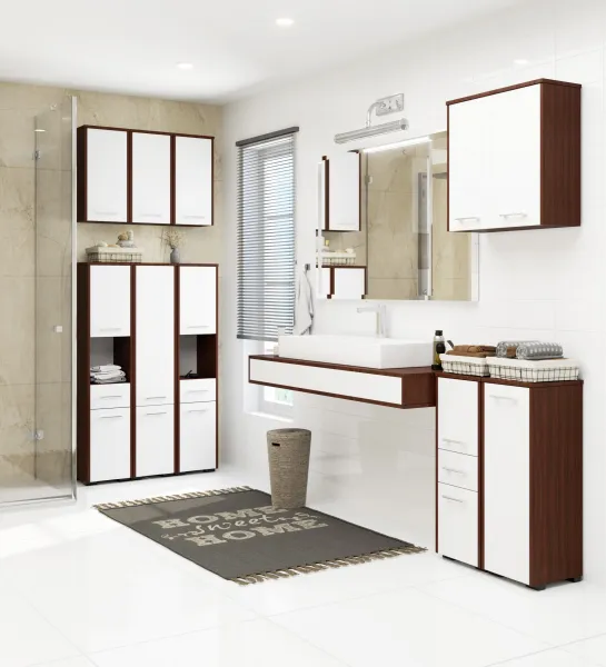 Ak furniture Kúpeľňová skrinka nad práčkou Fin wenge/biela