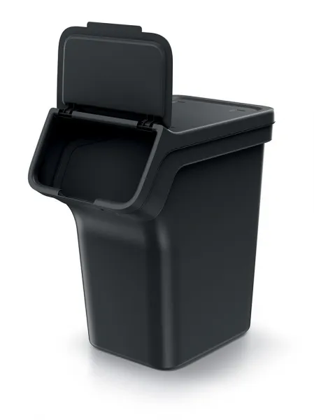 Prosperplast Sada 3 odpadkových košů STACKBOXER Q 3 x 20 L černá