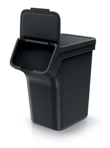 Prosperplast Sada 3 odpadkových košů STACKBOXER Q 3 x 20 L černá
