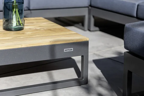 Ocean skid Platform konferenčný stolík sivo modrý / teak top