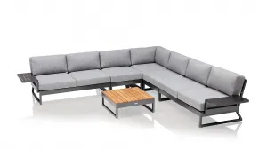 Ocean skid Platform konferenčný stolík svetlo sivý / teak top