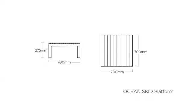 Ocean skid Platform konferenčný stolík svetlo sivý / teak top