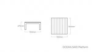 Ocean skid Platform konferenčný stolík svetlo sivý / teak top