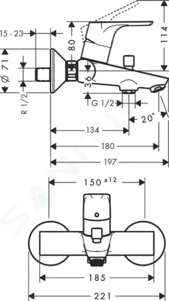 HANSGROHE - Focus E2 Vaňová batéria, chróm 31940000