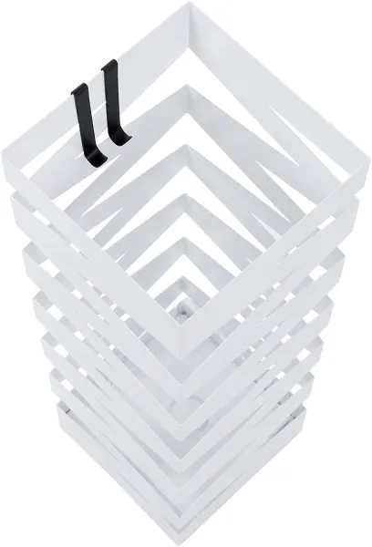 SONGMICS Stojan na dáždniky štvorcový biely motív zigzag