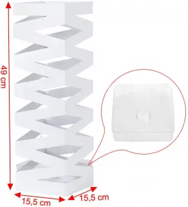 SONGMICS Stojan na dáždniky štvorcový biely motív zigzag