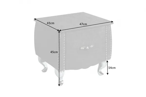 LuxD Nočný stolík Spectacular, 45 cm, strieborno-sivý