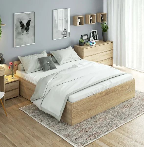 Ak furniture Posteľ CLP 180x200 cm dvojlôžko s roštom dub sonoma