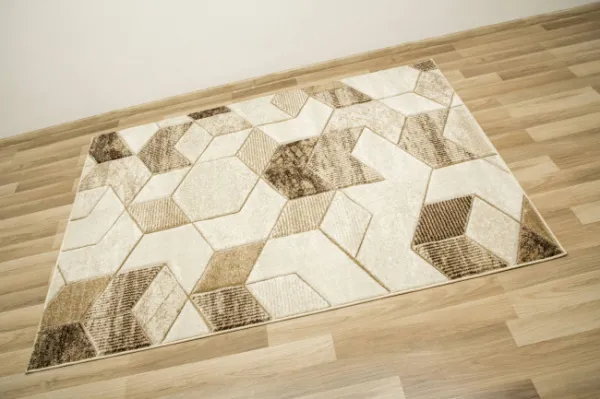 Koberec Amelia B101B geometrický, béžový / hnedý