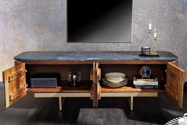 LuxD Dizajnový TV stolík Daichi 160 cm mango / mramor
