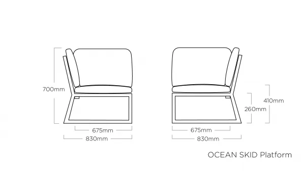 Ocean skid Platform rohový modul svetlo sivý