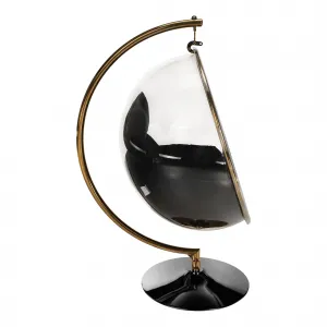 Závesné kreslo so stojanom, čierna/transparentná/zlatá/čierna, BUBBLE TYP 3