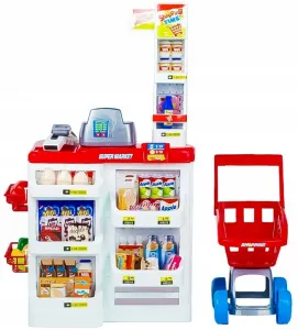 Veľký supermarket pre deti s palubou, obchodom a výkladom