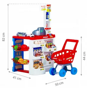 Veľký supermarket pre deti s palubou, obchodom a výkladom