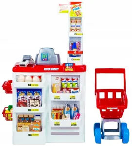 Veľký supermarket pre deti s palubou, obchodom a výkladom