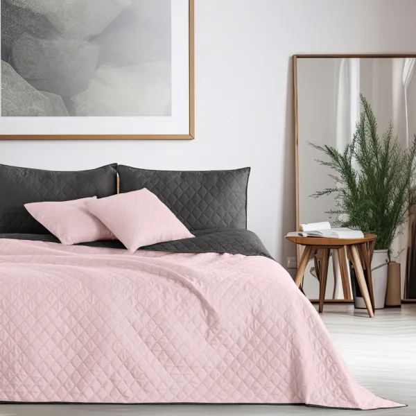 Obojstranný prehoz na posteľ DecoKing Axel ružový/uhľový, veľkosť 170x270