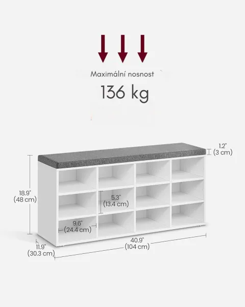 SONGMICS Botník Vasagle Endersen 104 cm biely