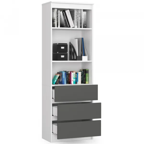 Ak furniture Knižnica R 60 cm biela/grafit