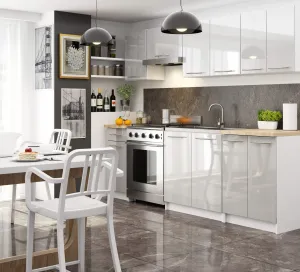 Ak furniture Kuchyňská rohová skříňka Olivie S 90 cm bílá/šedá