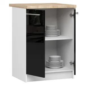 Ak furniture Kuchyňská skříňka Olivie S 60 cm 2D bílá/černý lesk/dub sonoma