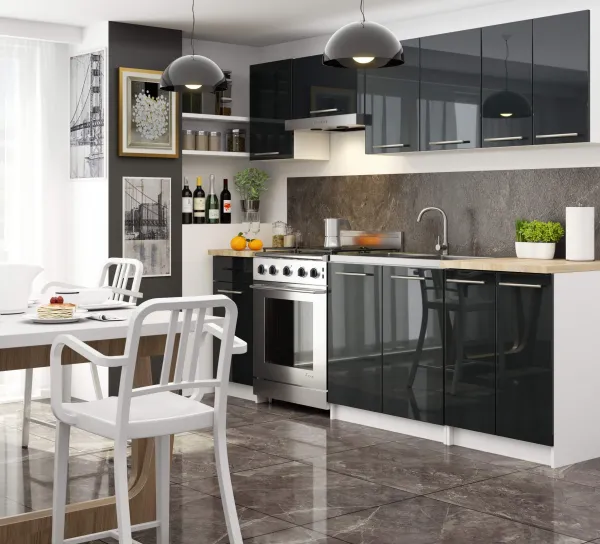 Ak furniture Kuchyňská skříňka pod dřez Olivie S 80 cm matná bílá/černá lesk