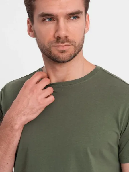 Klasické pánske tričko s krátkym rukávom khaki