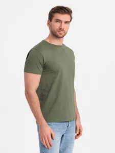 Klasické pánske tričko s krátkym rukávom khaki