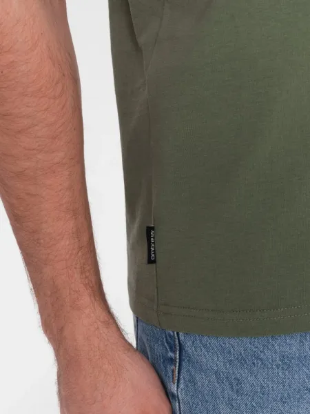 Klasické pánske tričko s krátkym rukávom khaki