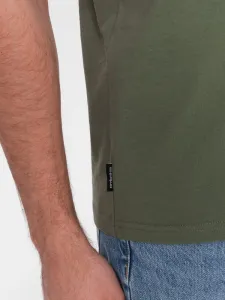 Klasické pánske tričko s krátkym rukávom khaki