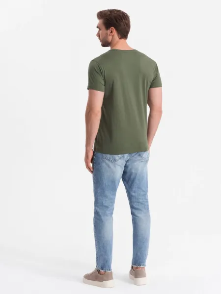 Klasické pánske tričko s krátkym rukávom khaki