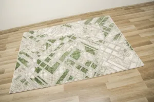 Koberec Garda P1149 zelený / béžový, kosoštvorce / mramor