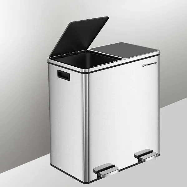 SONGMICS Odpadkový kôš na triedený odpad 2 x 30 L strieborný