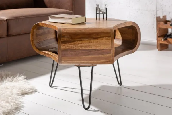 LuxD Dizajnový konferenčný stolík Lorelei, 60 cm, sheesham