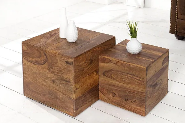 LuxD Dizajnové stolíky Timber kocky z masívneho dreva