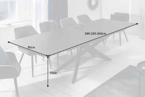 LuxD Rozťahovací keramický stôl Natasha 180-220-260 cm grafit